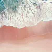 Aerial view of clear turquoise sea Aerial view of sandy beach and ocean with waves Generative AI photo