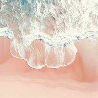 Aerial view of clear turquoise sea Aerial view of sandy beach and ocean with waves Generative AI photo