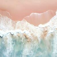 Aerial view of clear turquoise sea Aerial view of sandy beach and ocean with waves Generative AI photo