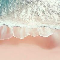 Aerial view of clear turquoise sea Aerial view of sandy beach and ocean with waves Generative AI photo
