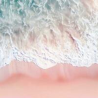 Aerial view of clear turquoise sea Aerial view of sandy beach and ocean with waves Generative AI photo