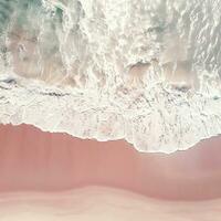 Aerial view of clear turquoise sea Aerial view of sandy beach and ocean with waves Generative AI photo