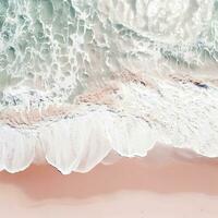 Aerial view of clear turquoise sea Aerial view of sandy beach and ocean with waves Generative AI photo