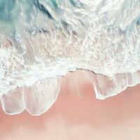 Aerial view of clear turquoise sea Aerial view of sandy beach and ocean with waves Generative AI photo