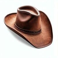 Rodeo horse rider brown leather cowboy hat isolated on transparent and white background, PNG Generative AI photo