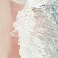 Aerial view of clear turquoise sea Aerial view of sandy beach and ocean with waves Generative AI photo