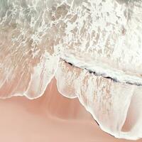 Aerial view of clear turquoise sea Aerial view of sandy beach and ocean with waves Generative AI photo