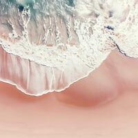 Aerial view of clear turquoise sea Aerial view of sandy beach and ocean with waves Generative AI photo