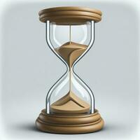 Hourglass or sandglass vector realistic 3D icon isolated on a transparent background. Vector hourglass clock with flowing sand. Generative AI photo