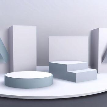 Background with podium Stand for product presentation 3D  rendering Generative AI photo