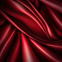 Red silk abstract background luxury cloth or liquid wave or wavy folds of grunge silk texture satin velvet material or luxurious Christmas background or elegant wallpaper design, Generative AI photo