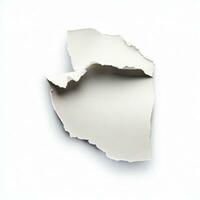 piece of white paper tear isolated on a white background  isolated on a white background, Copy space . Generative AI photo