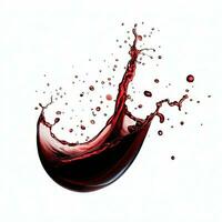 red wine splash isolated on white Generative AI photo