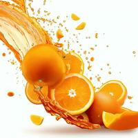 a picture of oranges with orange juices on it Generative AI photo