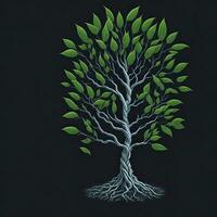 un dibujo de un árbol con el raíces creciente fuera de eso generativo ai foto