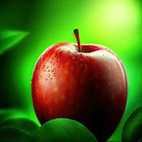 un manzana con un verde antecedentes y un verde antecedentes generativo ai foto