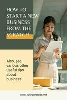 Green Tile How Start Business Tips Pinterest Graphic template