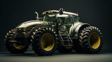 Agricultural tractor isolated on background. 3D rendering - futuristic tractor illustration. photo