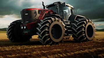 Agricultural tractor isolated on background. 3D rendering - futuristic tractor illustration. photo