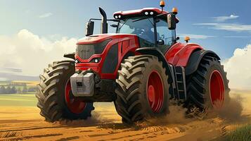 Agricultural tractor isolated on background. 3D rendering - futuristic tractor illustration. photo