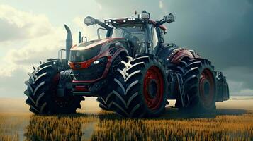 Agricultural tractor isolated on background. 3D rendering - futuristic tractor illustration. photo