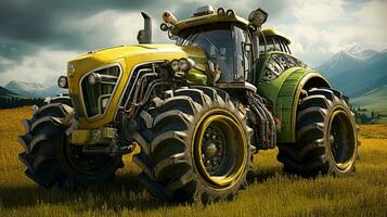 Agricultural tractor isolated on background. 3D rendering - futuristic tractor illustration. photo