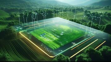 Digital Agricultural Biotechnology Holographic plant concept for biotechnology or bioengineering. photo