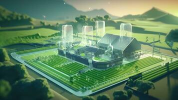 Digital Agricultural Biotechnology Holographic plant concept for biotechnology or bioengineering. photo