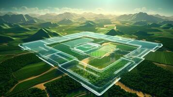 Digital Agricultural Biotechnology Holographic plant concept for biotechnology or bioengineering. photo