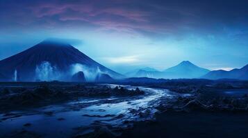 Tourists, mountain climbers, stand as the clouds enter the valley. photo