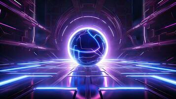 Stars, planets, fantasy landscapes of the future. Futuristic space sci-fi abstract background Sci-fi landscape with planets, neon lights, cool planets, 3D render. photo