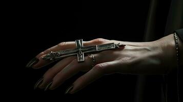 Woman's hands with a cross. Faith. Christianity. Religion. Church. Cross. photo