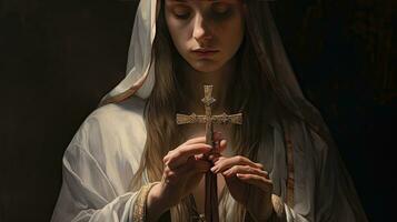 Woman's hands with a cross. Faith. Christianity. Religion. Church. Cross. photo