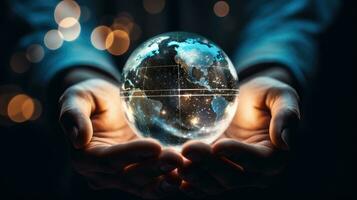 Concept of future global communication network, online connection. photo