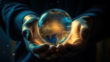 Concept of future global communication network, online connection. photo