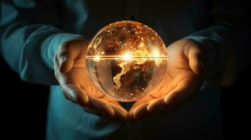 Concept of future global communication network, online connection. photo