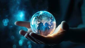 Concept of future global communication network, online connection. photo