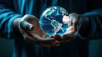 Concept of future global communication network, online connection. photo