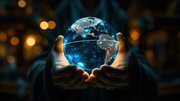 Concept of future global communication network, online connection. photo