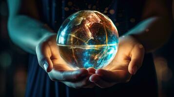 Concept of future global communication network, online connection. photo