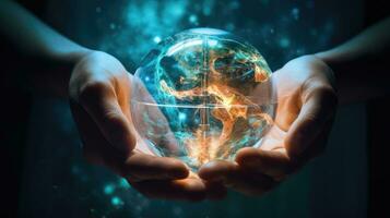 Concept of future global communication network, online connection. photo