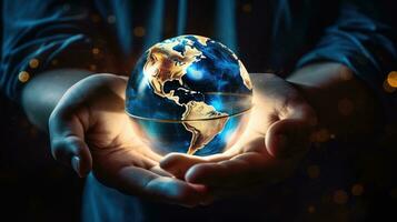 Concept of future global communication network, online connection. photo