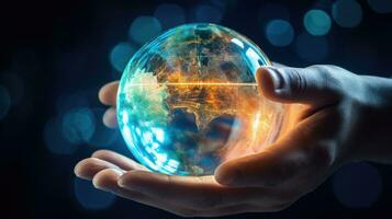 Concept of future global communication network, online connection. photo