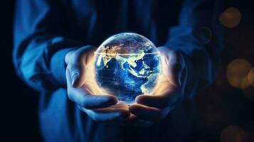 Concept of future global communication network, online connection. photo