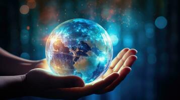 Concept of future global communication network, online connection. photo