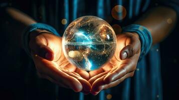 Concept of future global communication network, online connection. photo