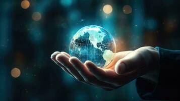 Concept of future global communication network, online connection. photo