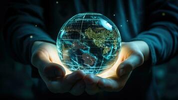 Concept of future global communication network, online connection. photo