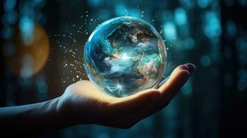Concept of future global communication network, online connection. photo