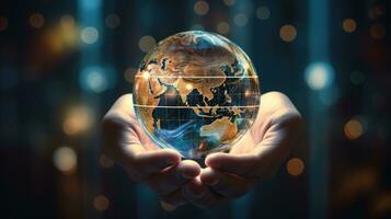Concept of future global communication network, online connection. photo